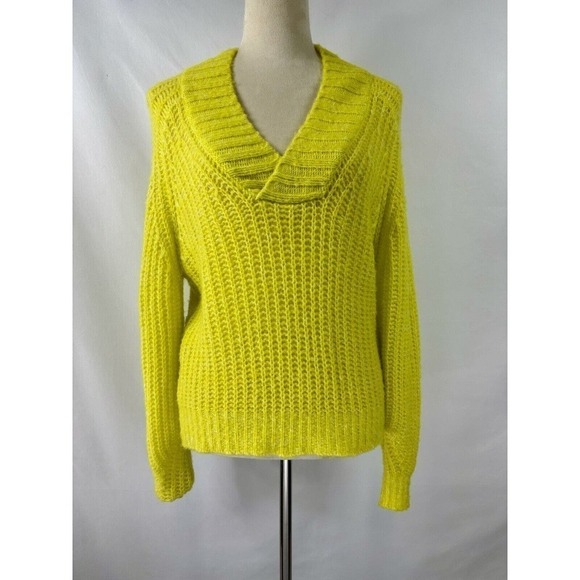 By Anthropologie Honore Sweater Highlighter Yellow XS Wool Blend Fluorescent - Picture 12 of 13